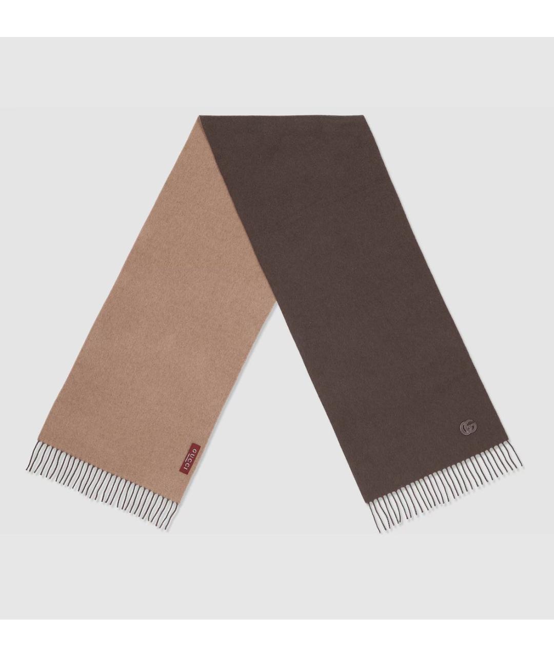 GUCCI Коричневый кашемировый шарф, фото 2