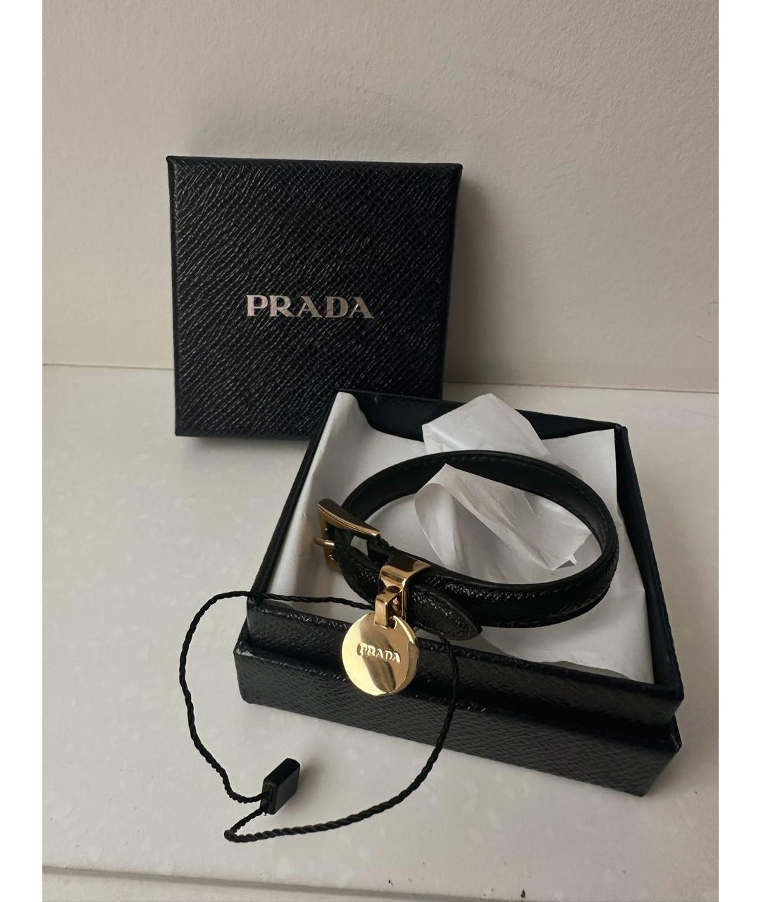 PRADA Черный кожаный браслет, фото 2