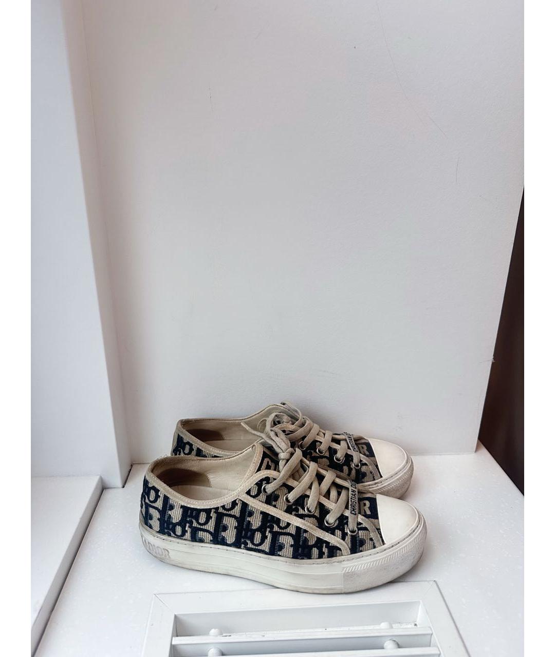 CHRISTIAN DIOR Бежевые текстильные кеды, фото 3