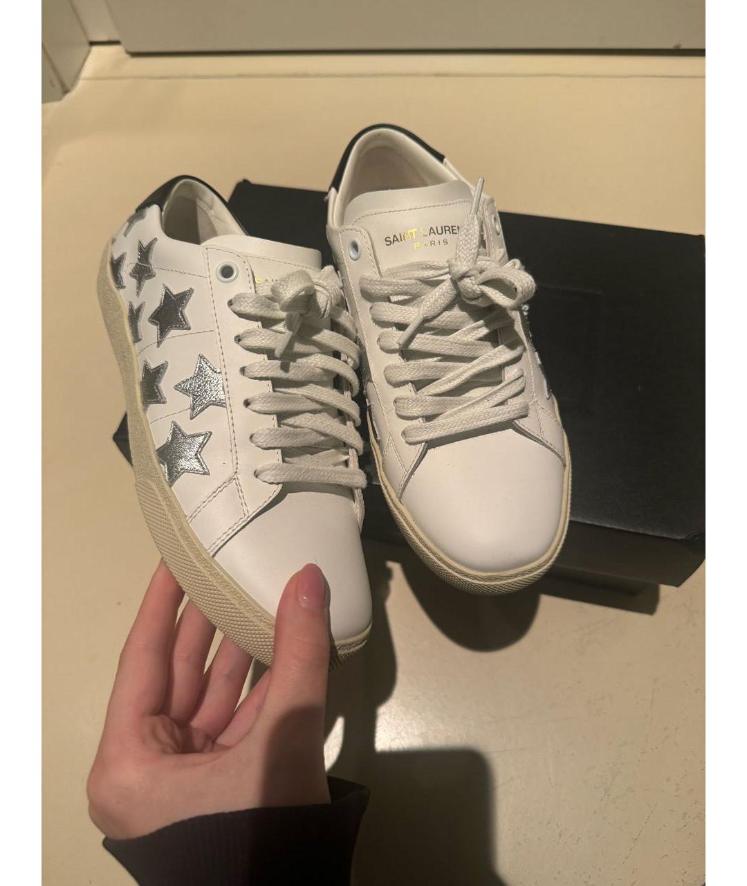 SAINT LAURENT Белые кожаные кеды, фото 2