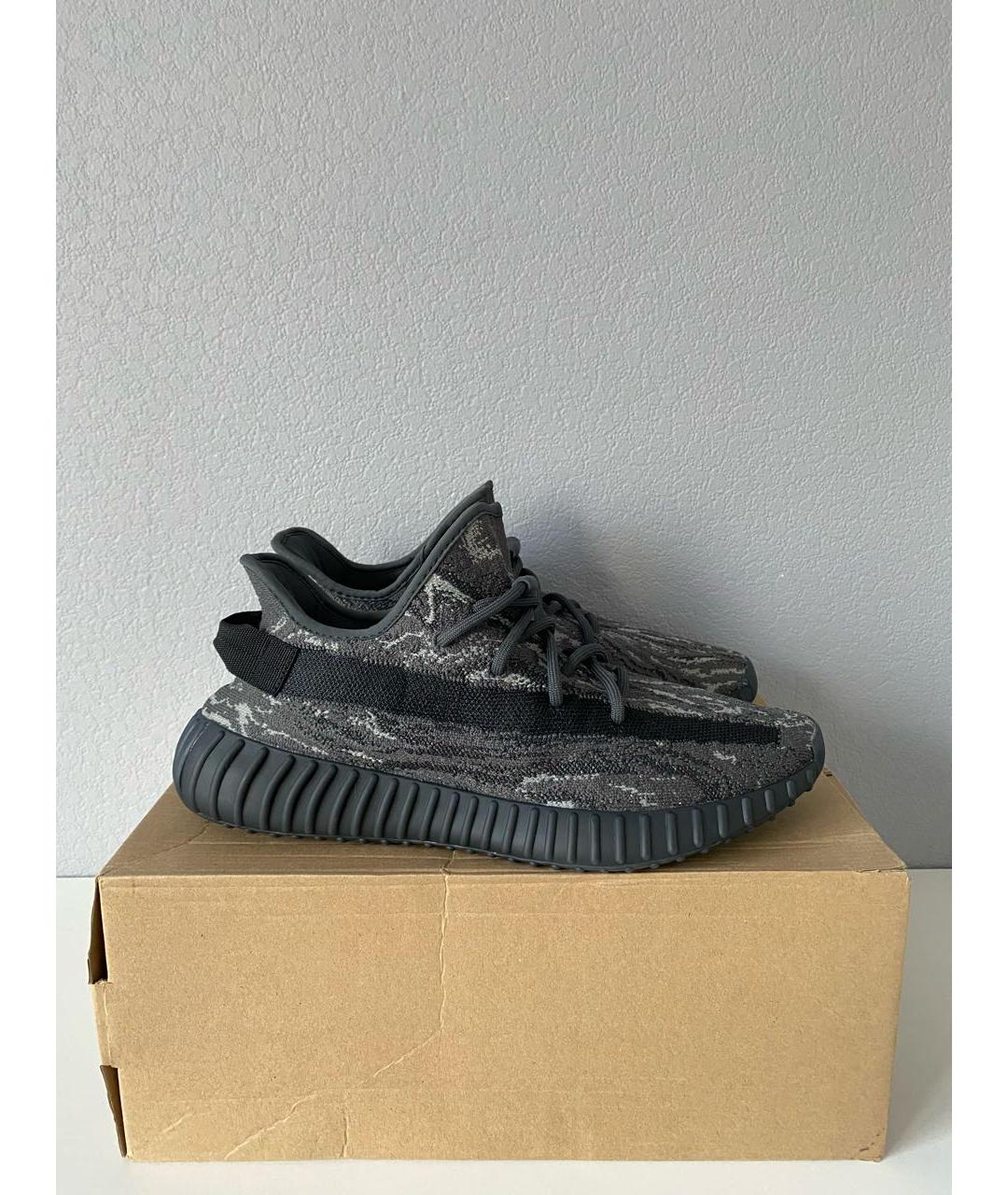 ADIDAS YEEZY Антрацитовые текстильные низкие кроссовки / кеды, фото 4
