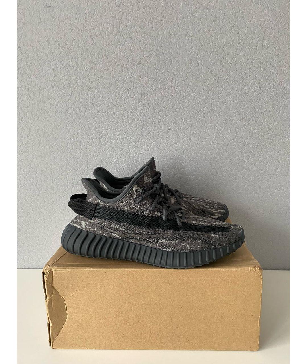 ADIDAS YEEZY Антрацитовые текстильные низкие кроссовки / кеды, фото 4