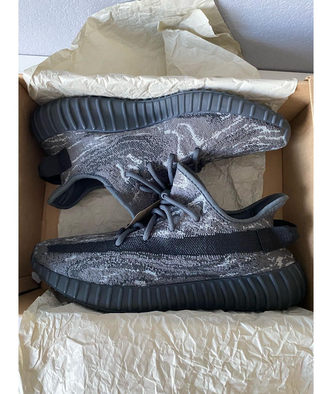ADIDAS YEEZY Антрацитовые текстильные низкие кроссовки / кеды, фото 2