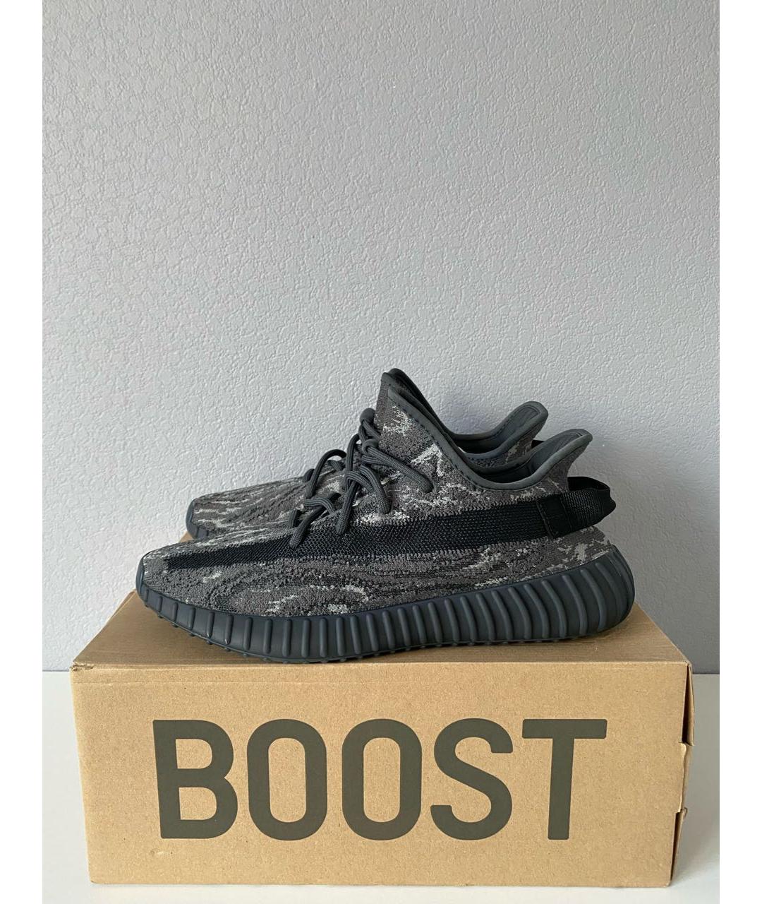 ADIDAS YEEZY Антрацитовые текстильные низкие кроссовки / кеды, фото 3