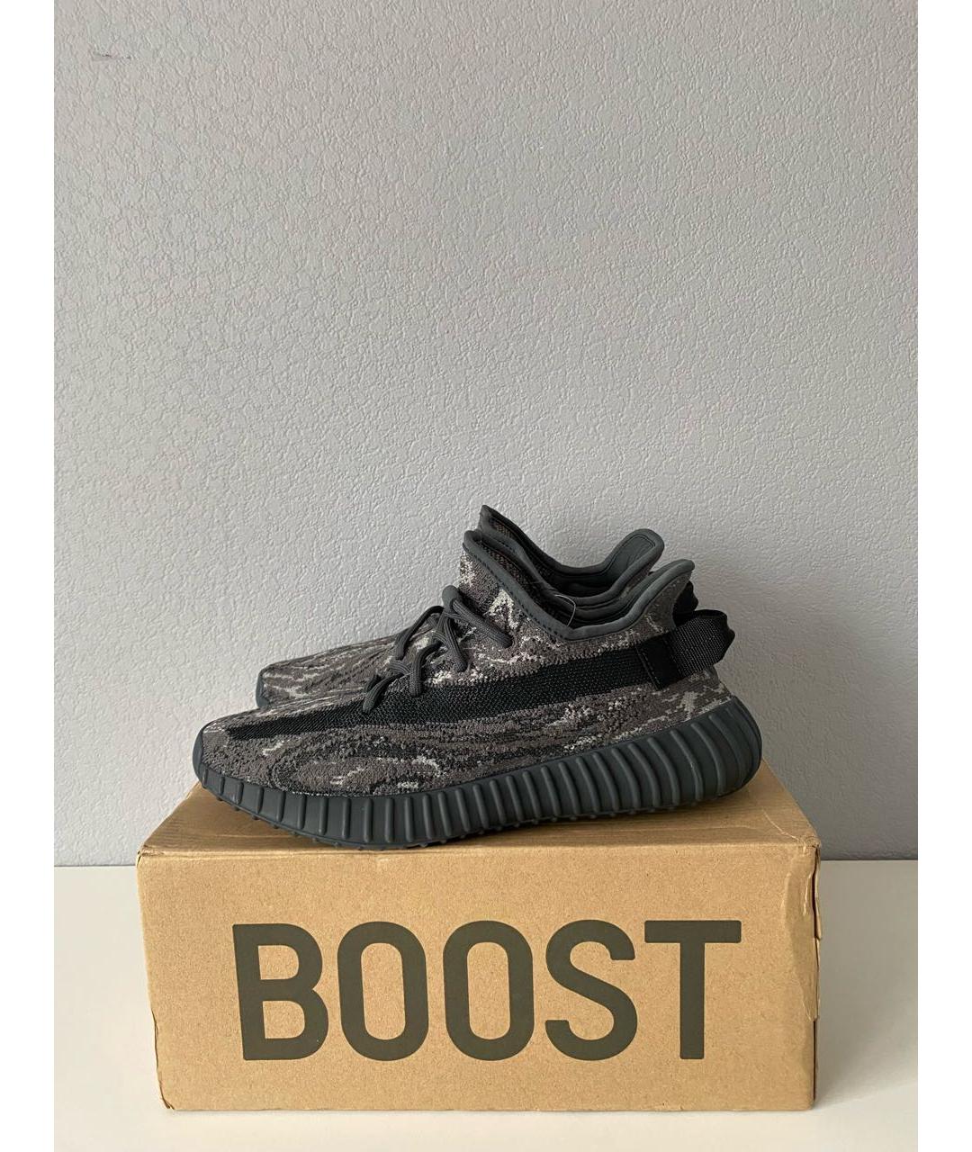 ADIDAS YEEZY Антрацитовые текстильные низкие кроссовки / кеды, фото 3