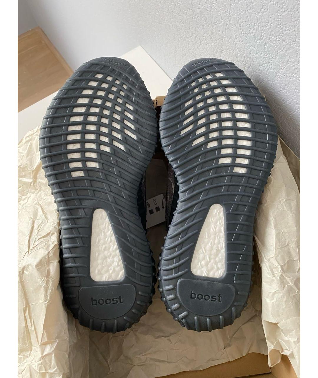 ADIDAS YEEZY Антрацитовые текстильные низкие кроссовки / кеды, фото 6