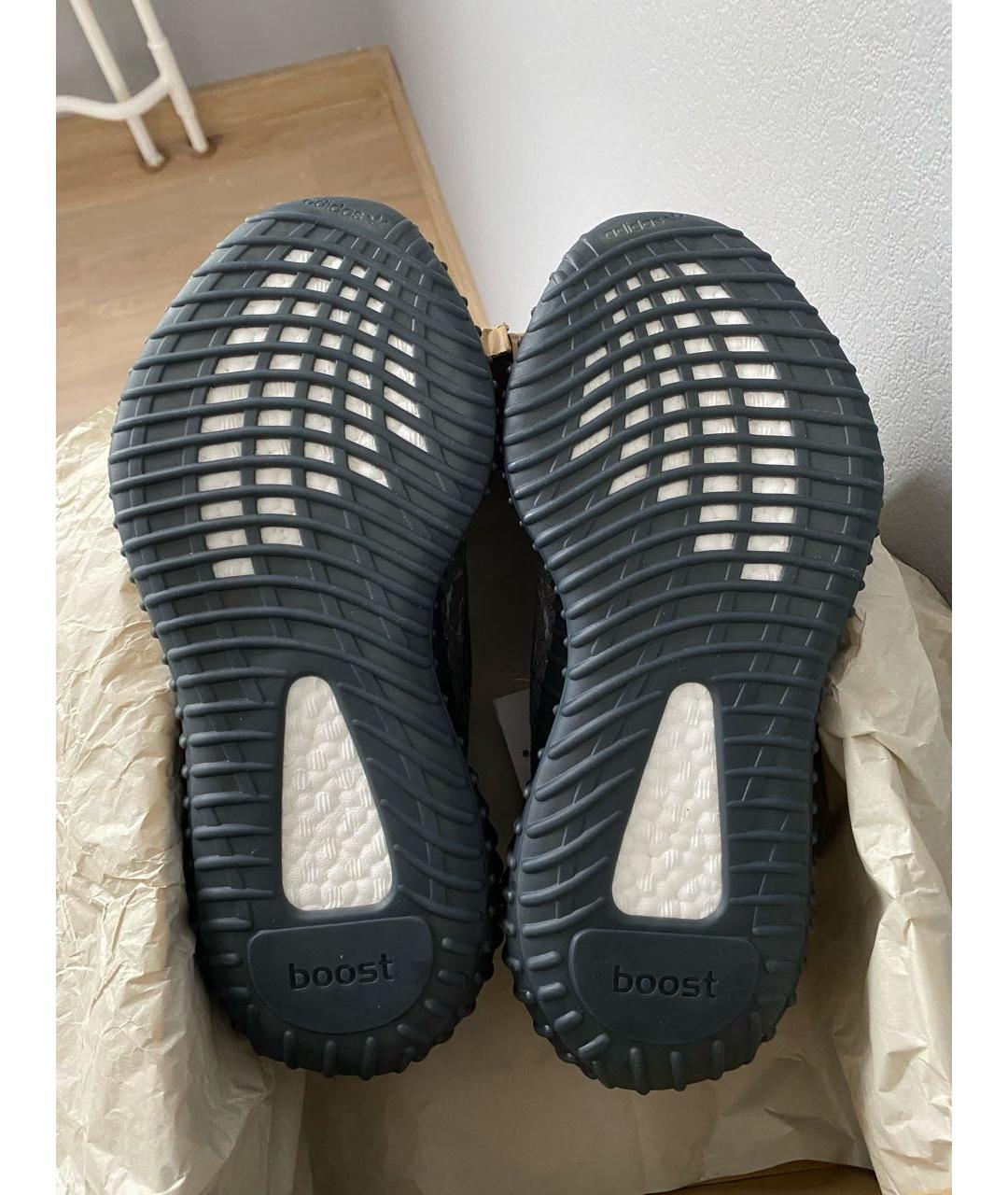 ADIDAS YEEZY Антрацитовые текстильные низкие кроссовки / кеды, фото 5