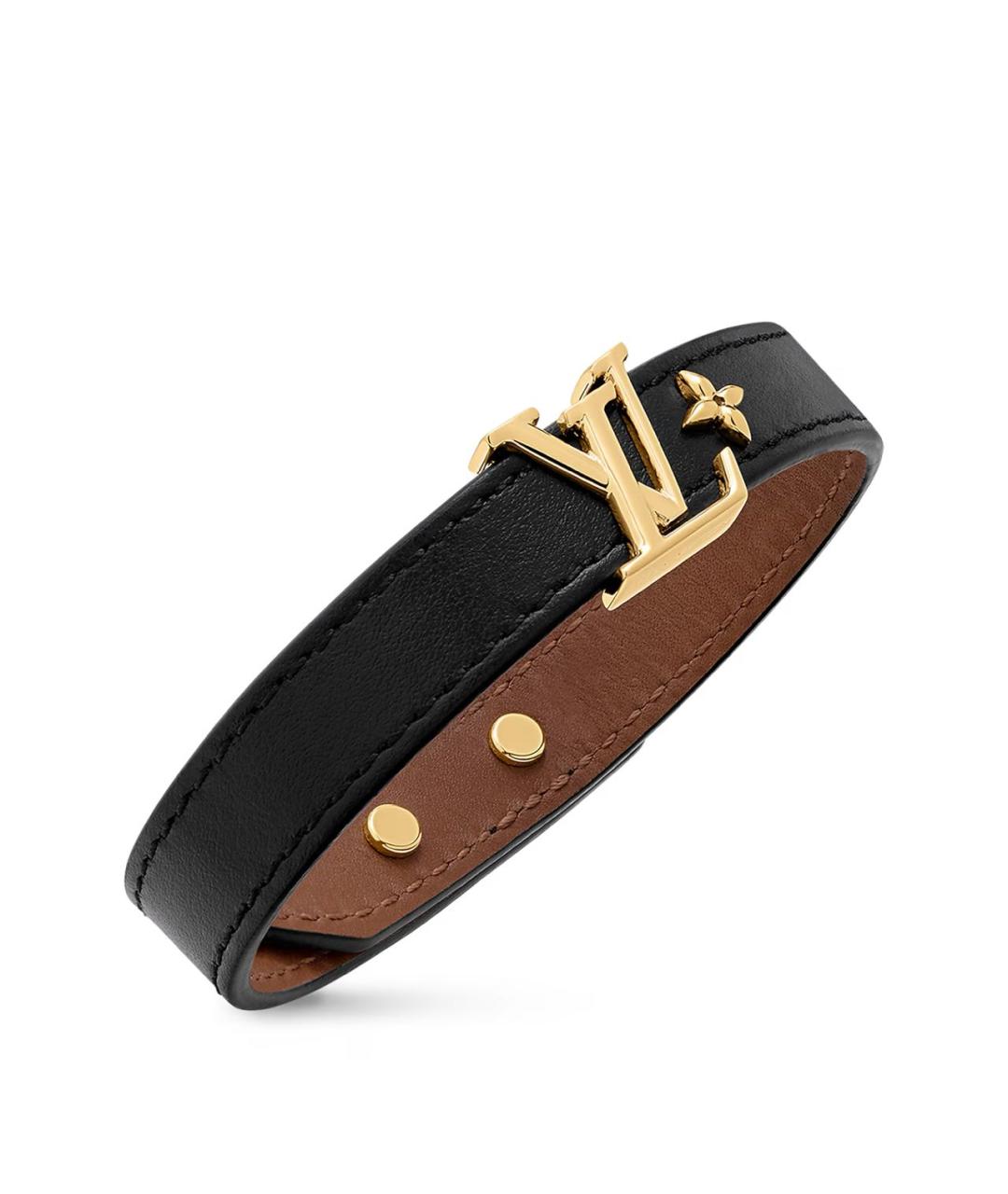 LOUIS VUITTON Черный кожаный браслет, фото 2