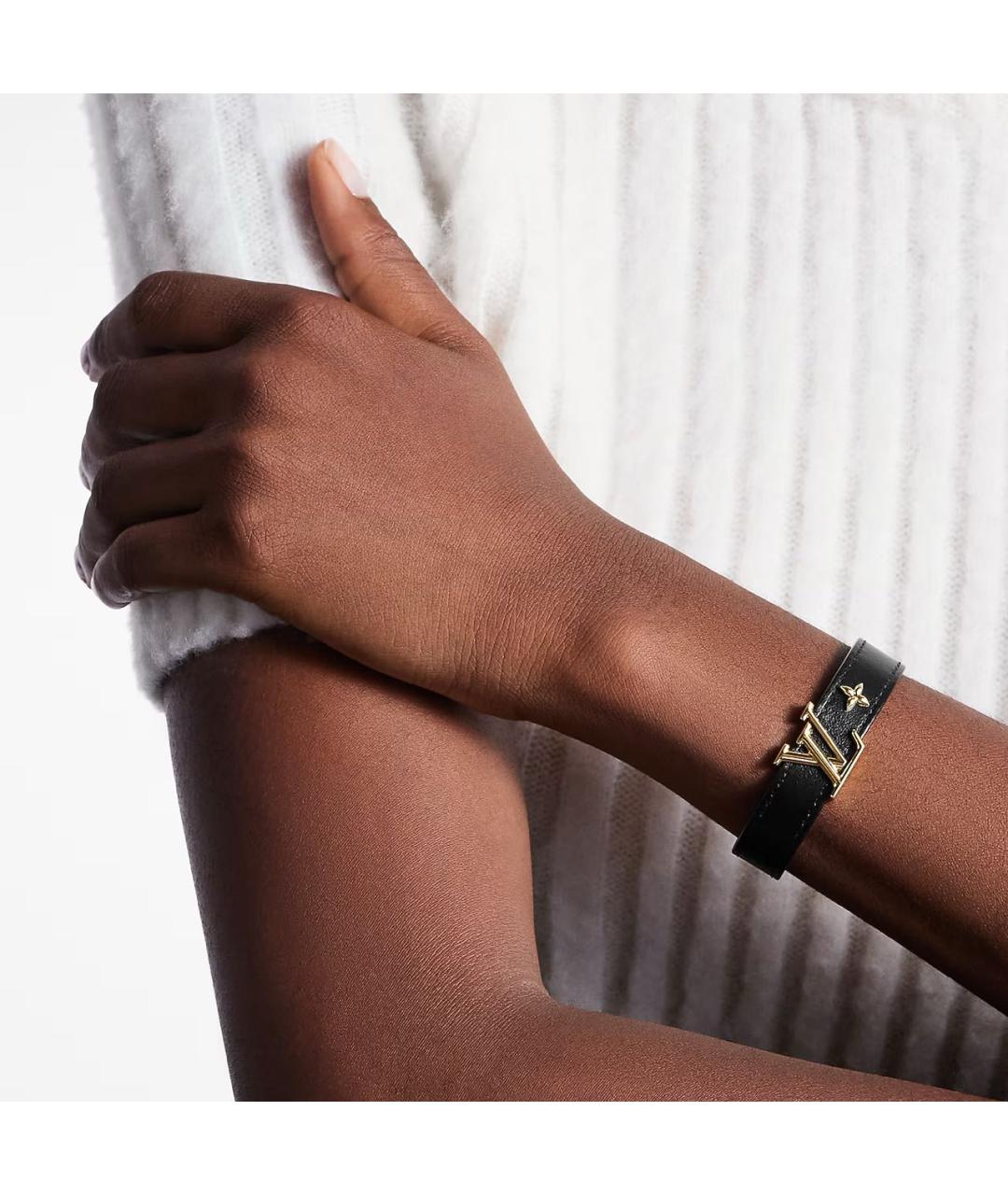 LOUIS VUITTON Черный кожаный браслет, фото 3