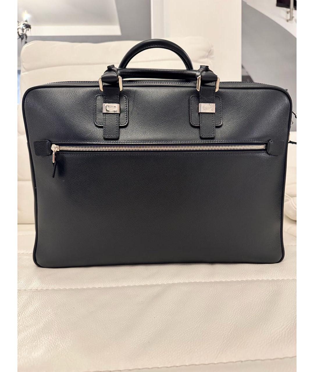 SERAPIAN Темно-синий кожаный портфель, фото 6