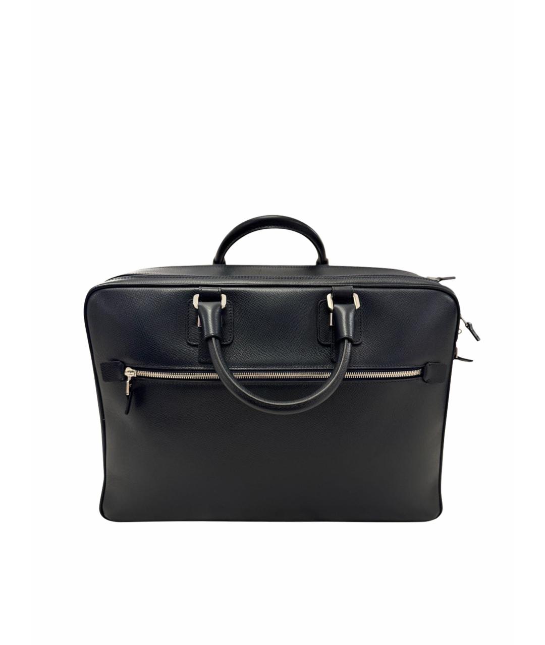 SERAPIAN Темно-синий кожаный портфель, фото 1