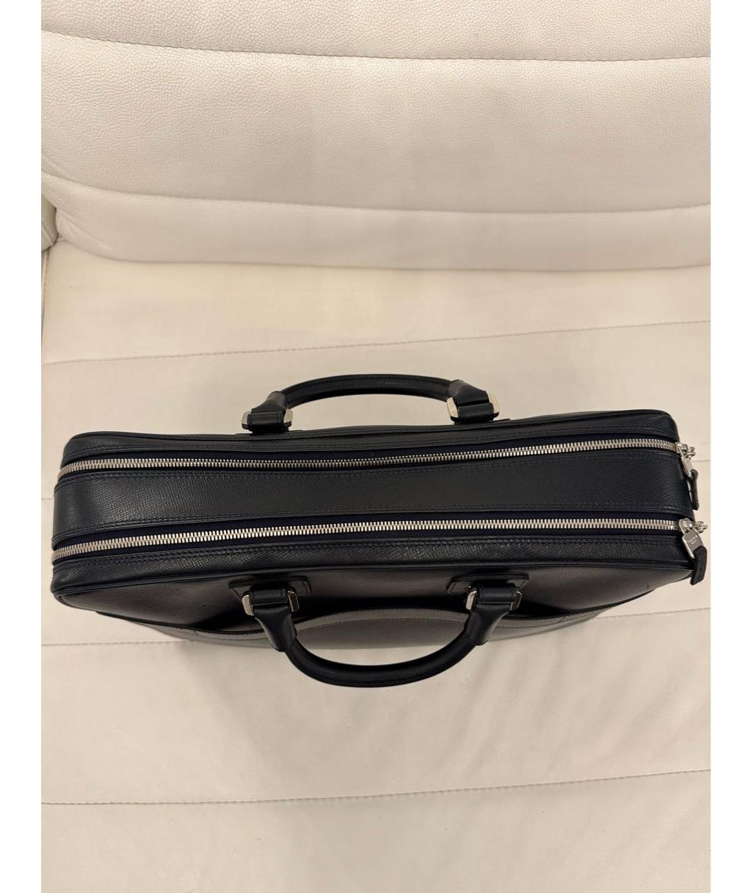 SERAPIAN Темно-синий кожаный портфель, фото 4