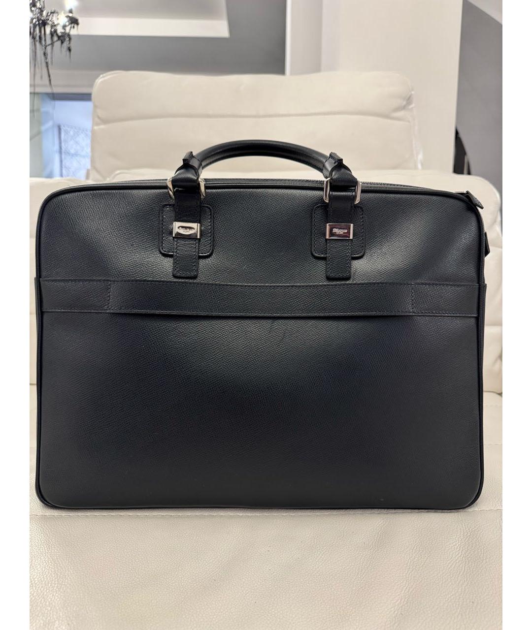 SERAPIAN Темно-синий кожаный портфель, фото 3