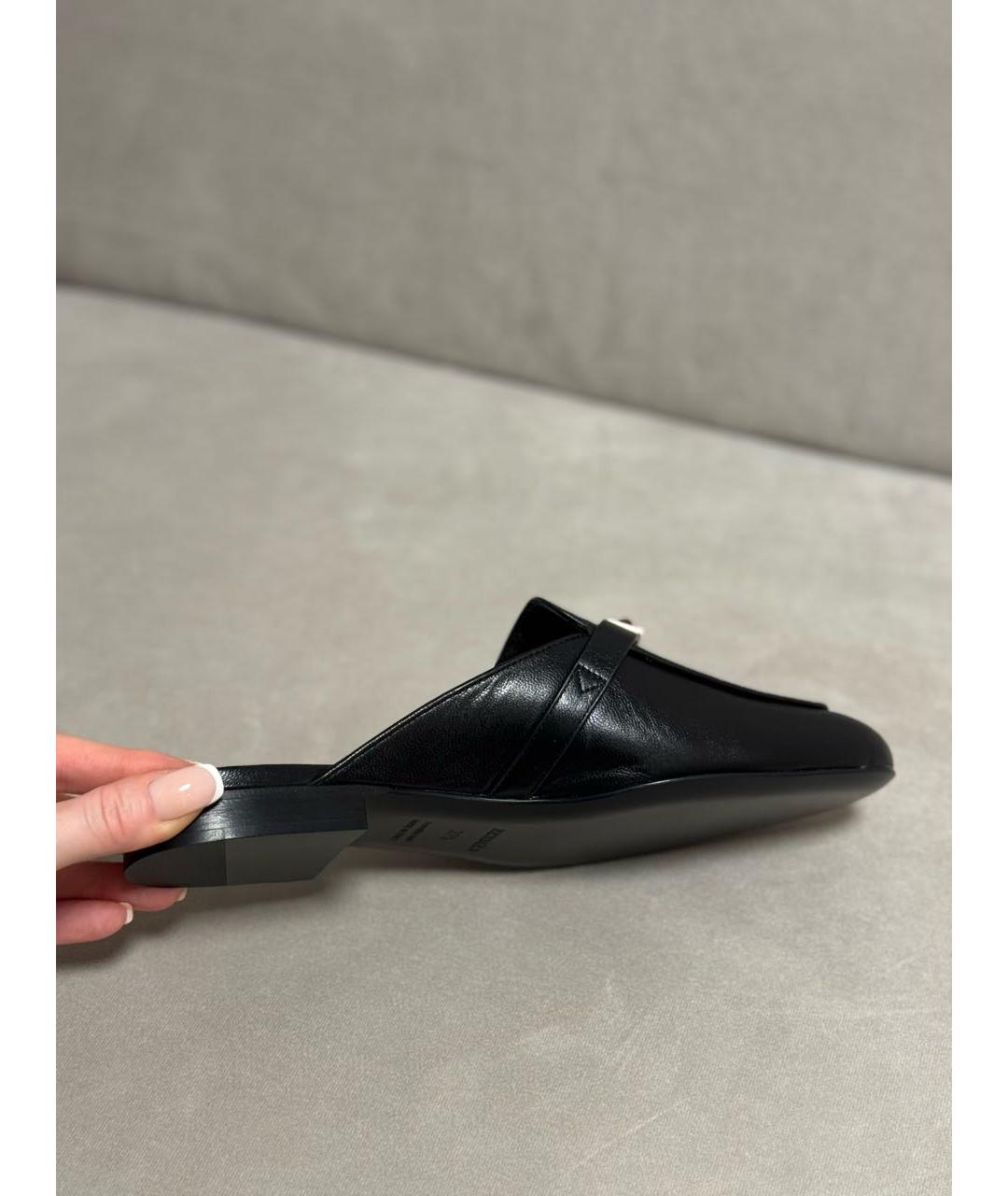HERMES Черные кожаные мюли, фото 9