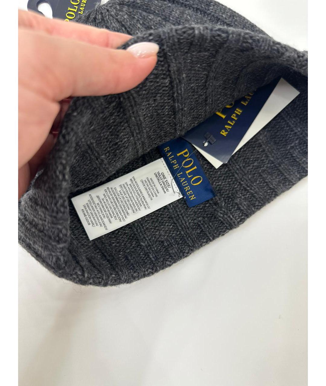 POLO RALPH LAUREN Серая шерстяная шапка, фото 2