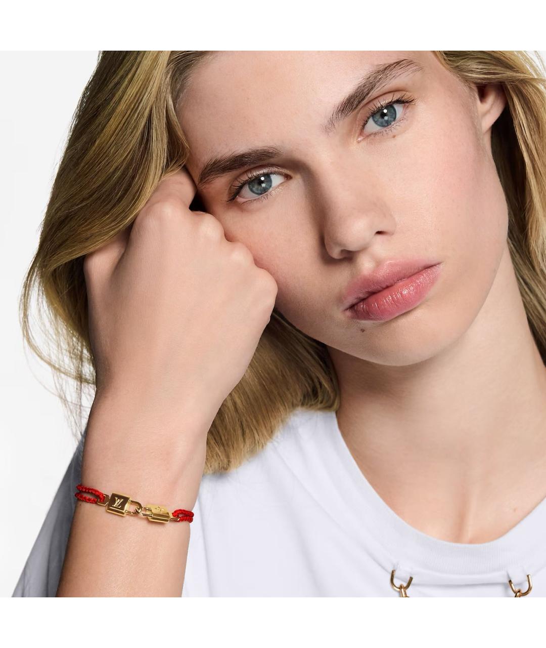LOUIS VUITTON Красный металлический браслет, фото 3