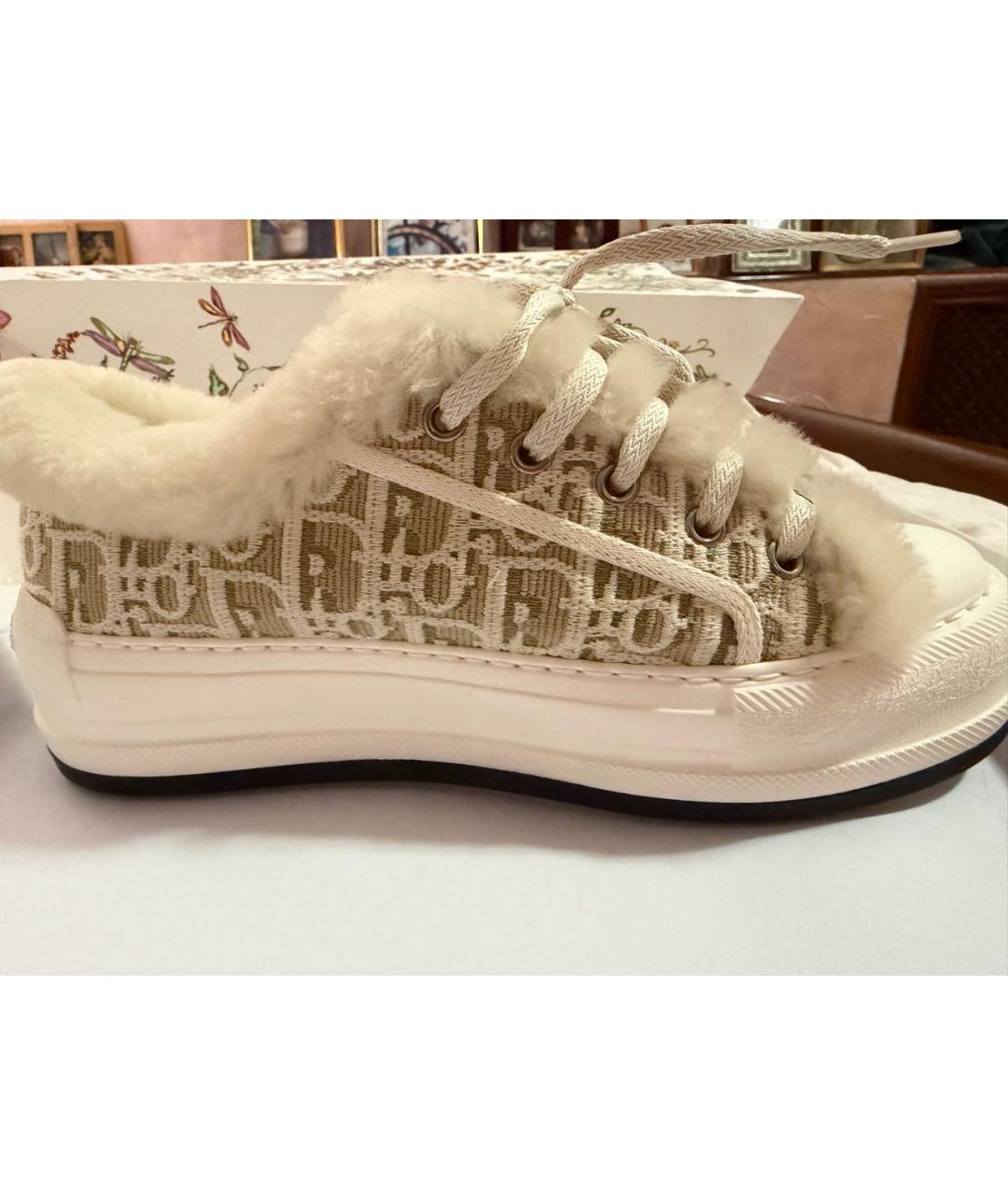 CHRISTIAN DIOR Бежевые текстильные кеды, фото 5