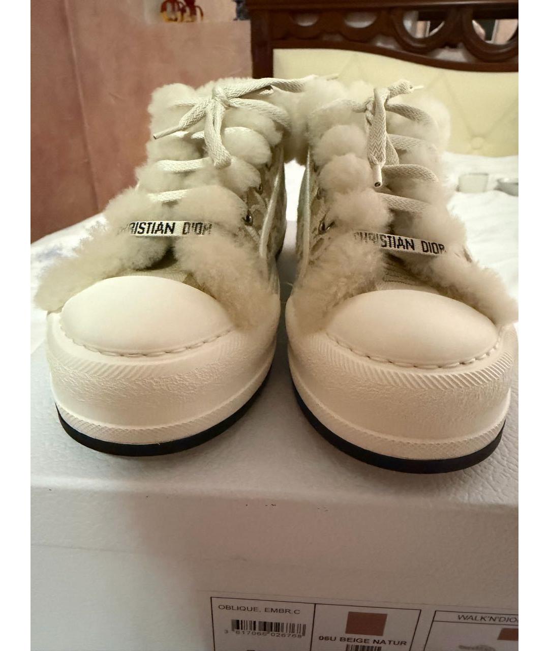 CHRISTIAN DIOR Бежевые текстильные кеды, фото 2