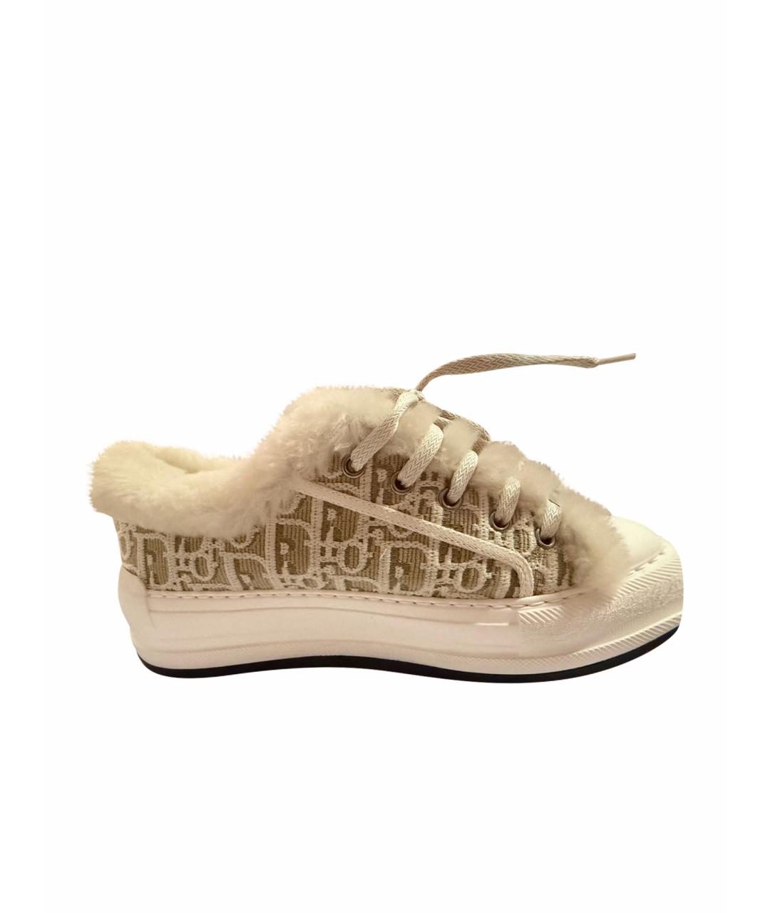 CHRISTIAN DIOR Бежевые текстильные кеды, фото 1