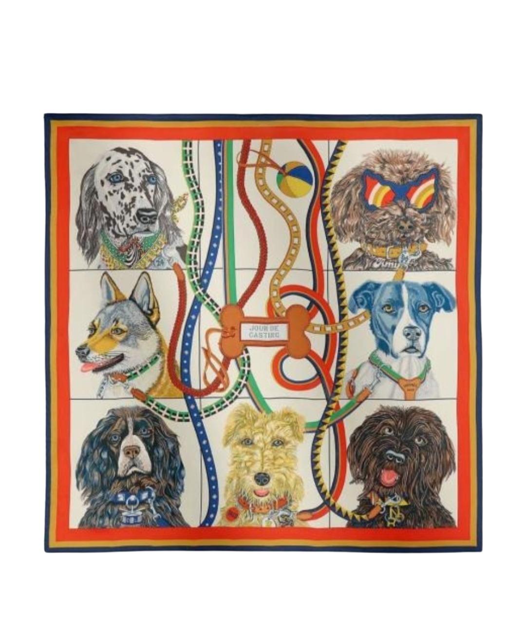 HERMES Мульти шелковый платок, фото 1