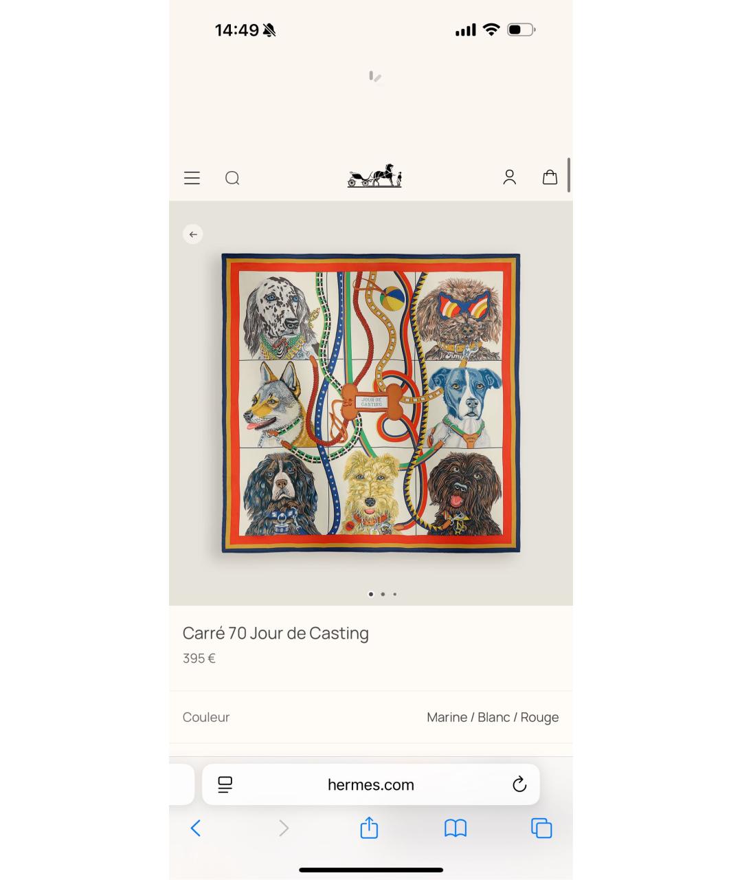 HERMES Мульти шелковый платок, фото 3