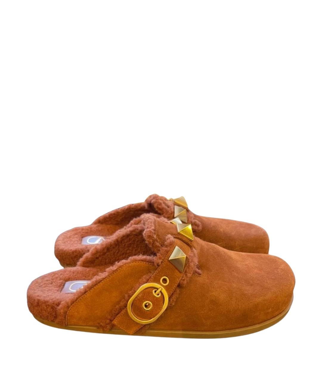 VALENTINO Коричневые замшевые сабо, фото 1