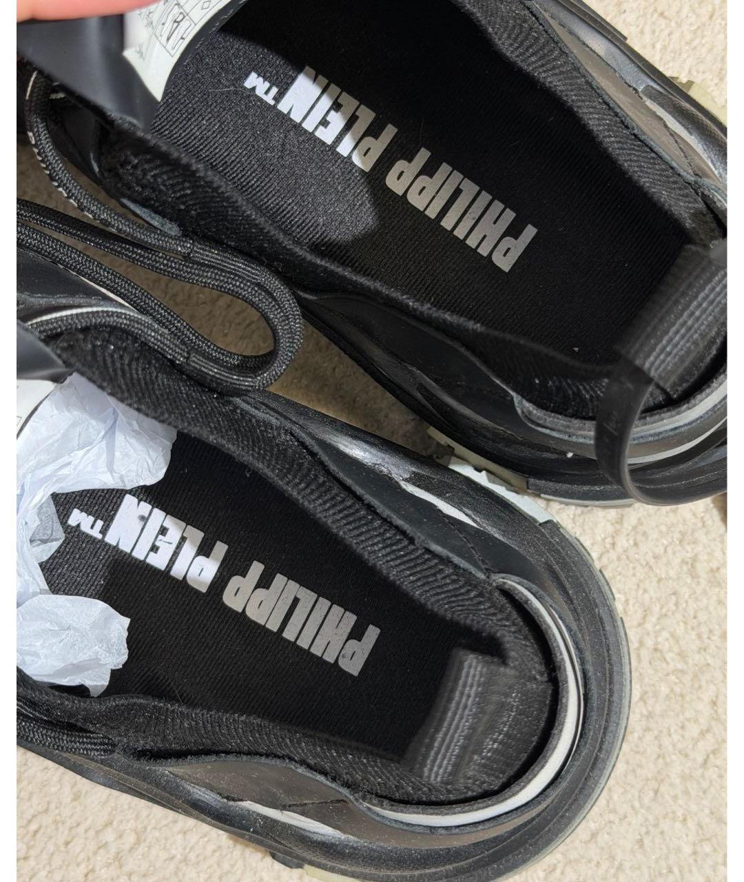 PHILIPP PLEIN Черные текстильные низкие кроссовки / кеды, фото 3