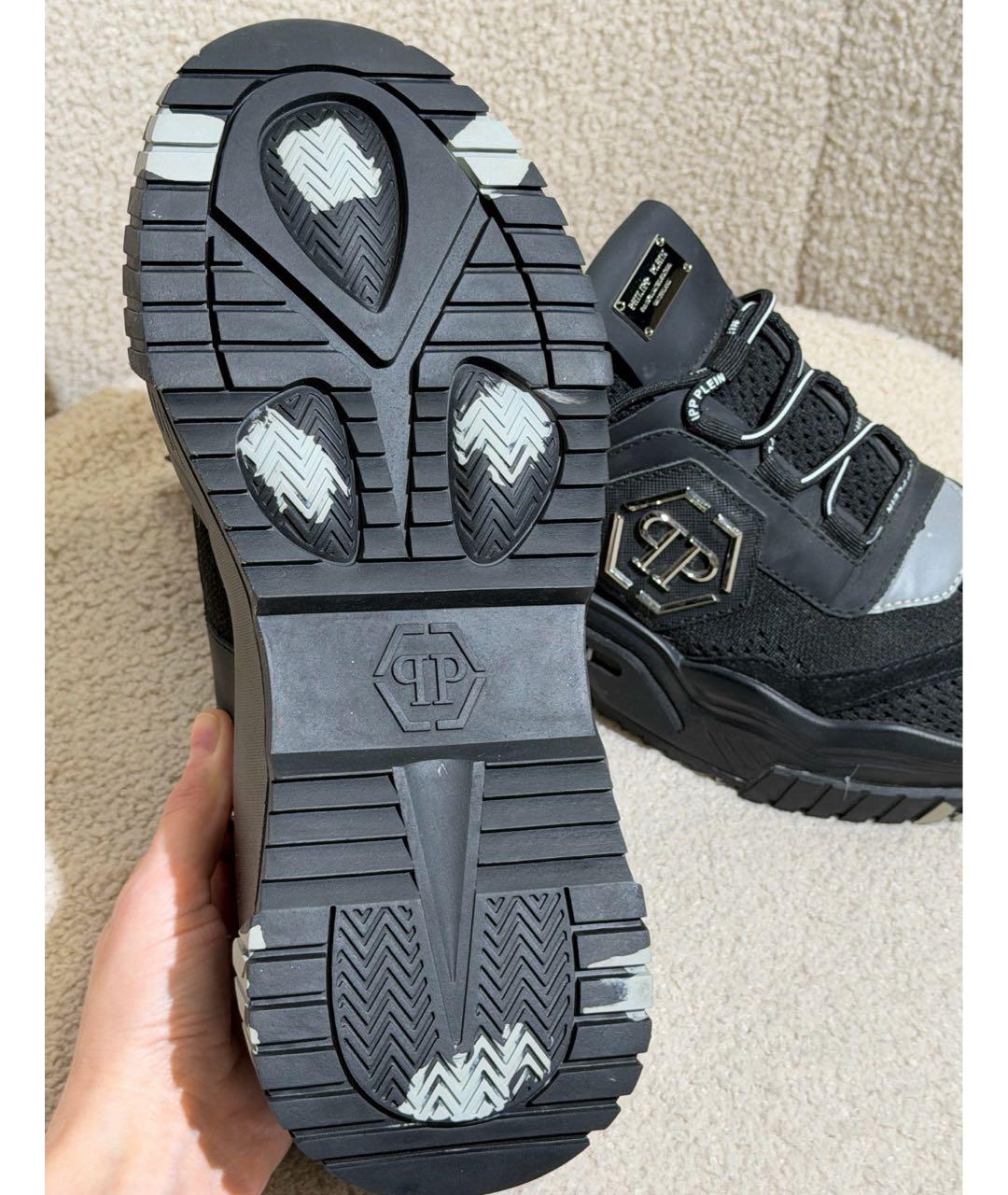 PHILIPP PLEIN Черные текстильные низкие кроссовки / кеды, фото 7