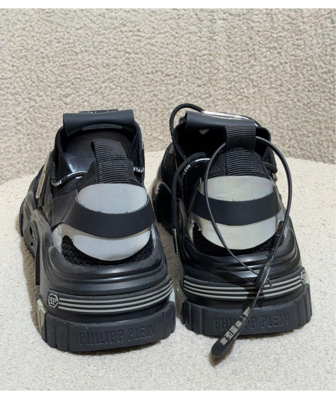 PHILIPP PLEIN Черные текстильные низкие кроссовки / кеды, фото 4