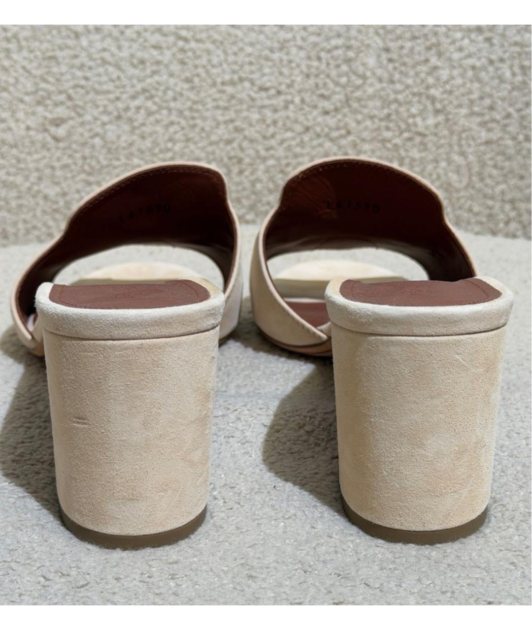 LORO PIANA Бежевые замшевые мюли, фото 4