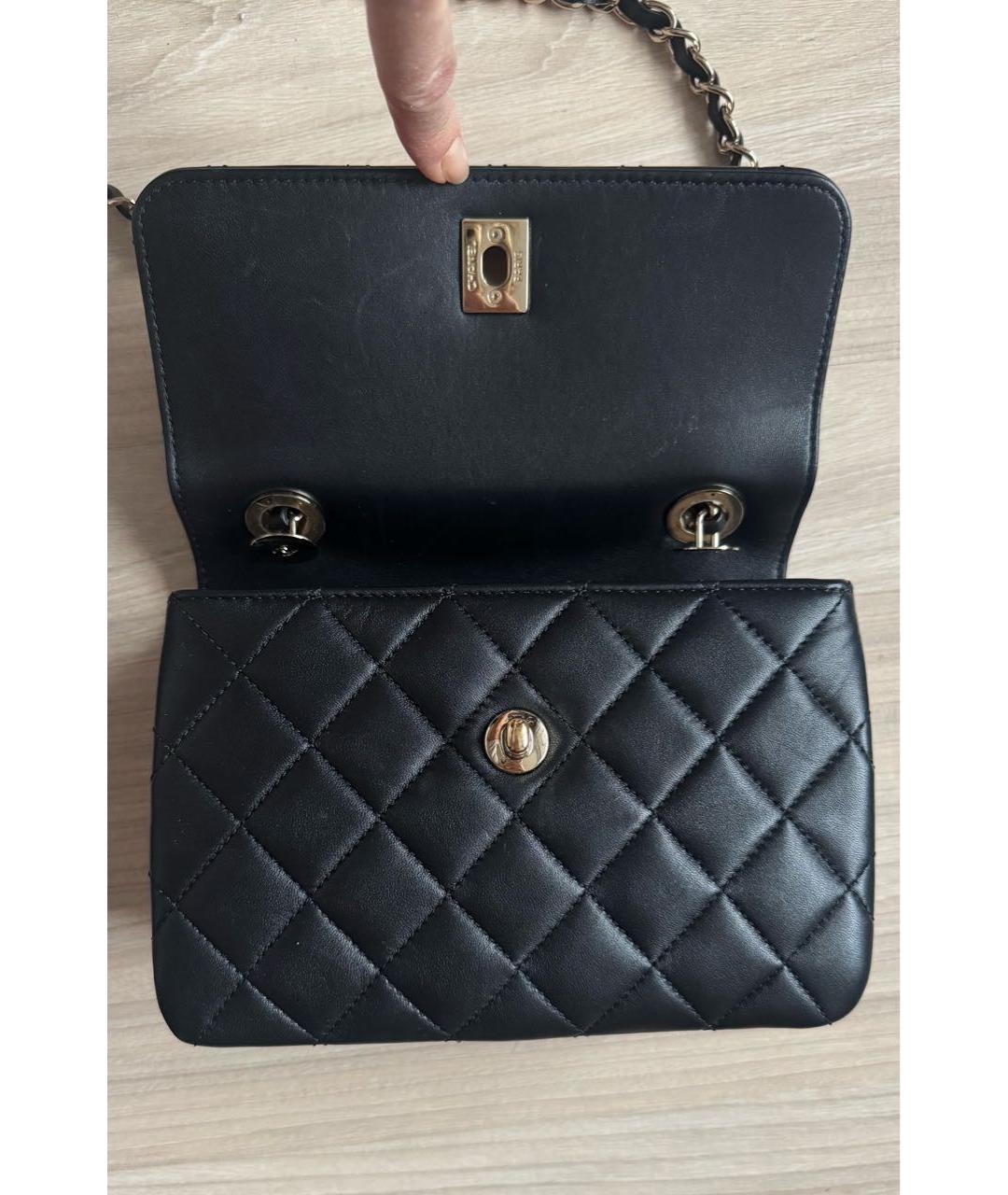 CHANEL Черная кожаная сумка с короткими ручками, фото 7