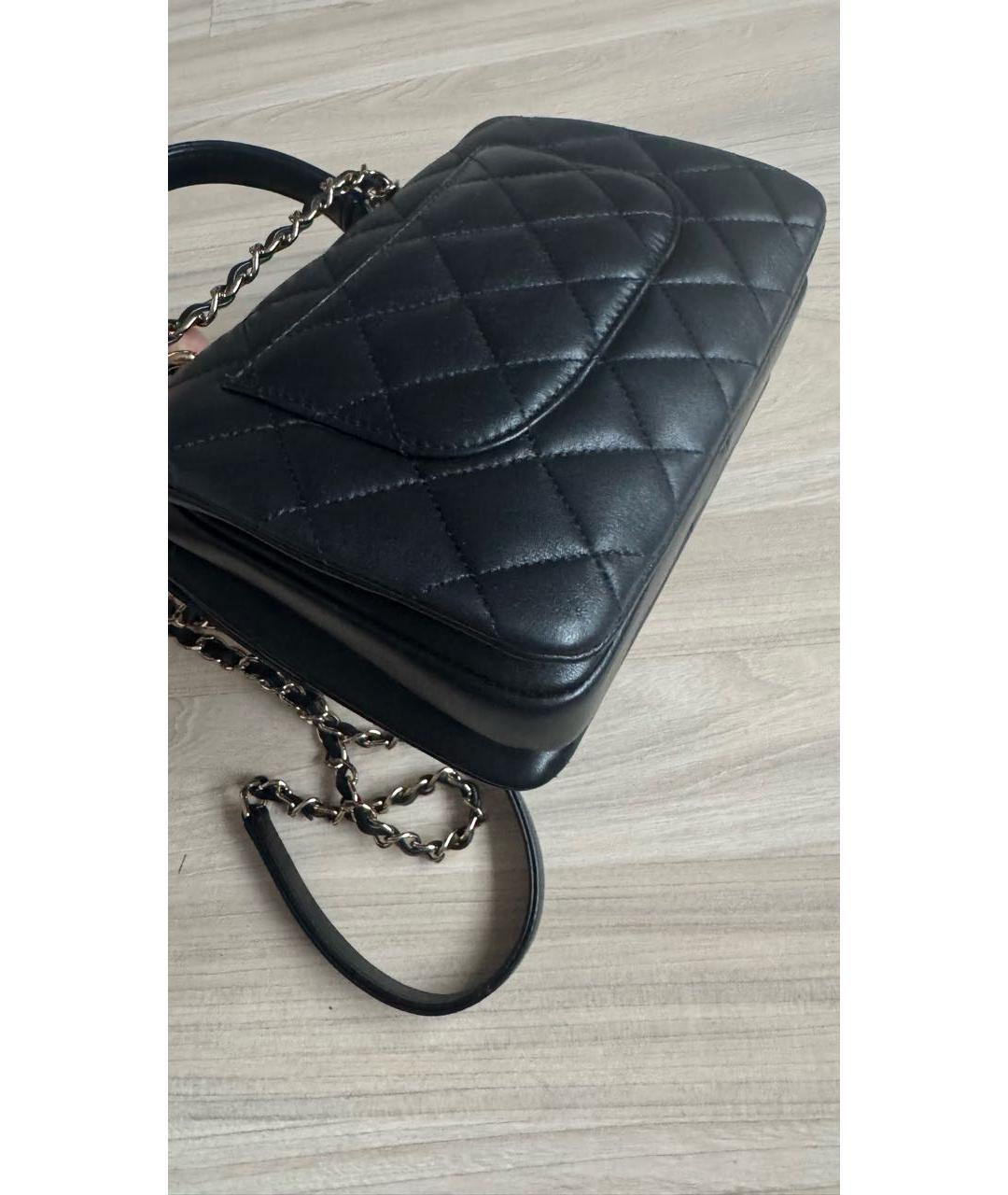 CHANEL Черная кожаная сумка с короткими ручками, фото 6