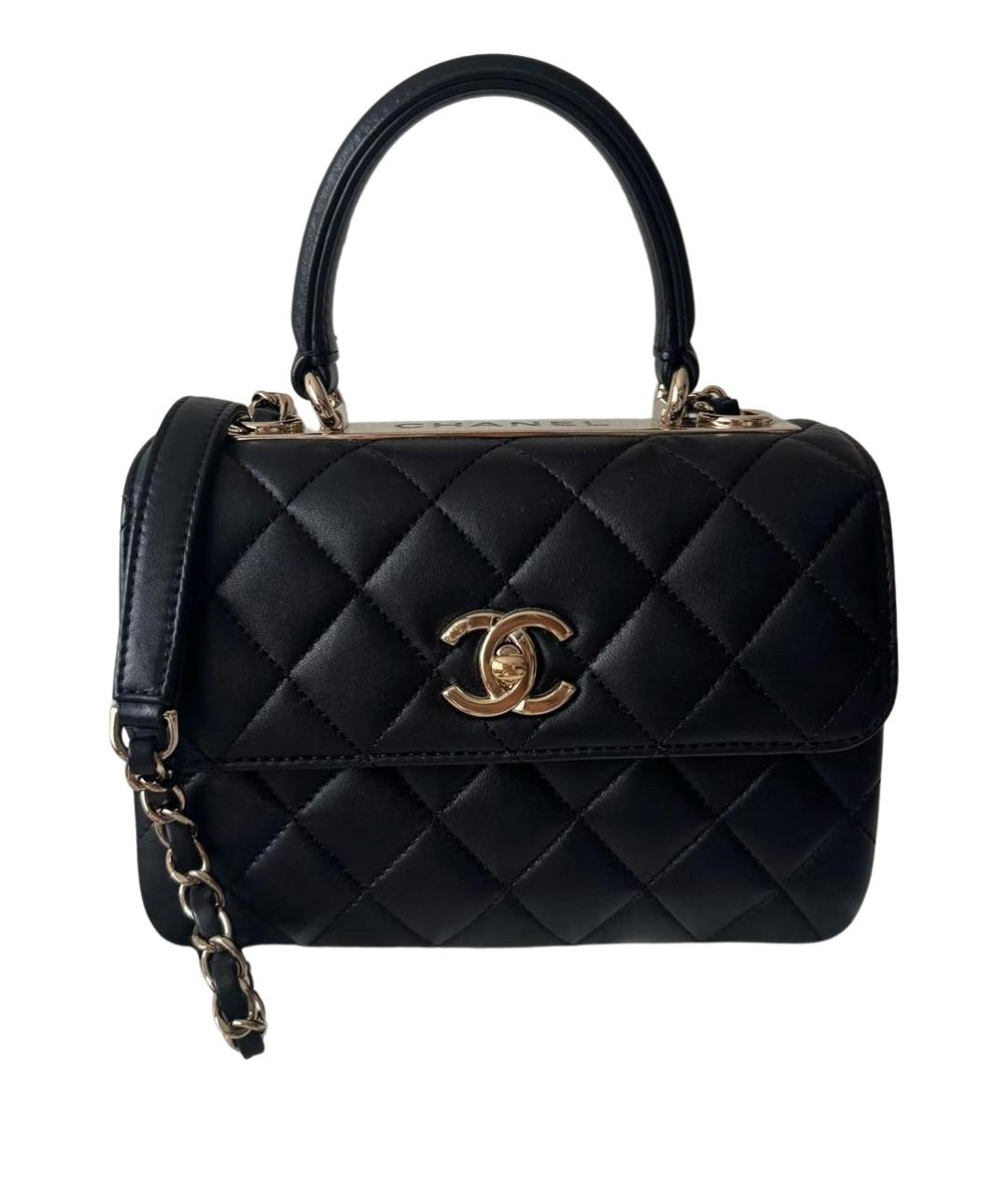 CHANEL Черная кожаная сумка с короткими ручками, фото 1