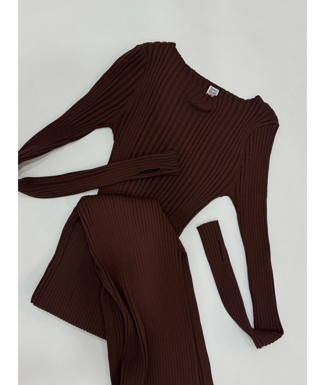 TOTEME Коричневое вискозное повседневное платье, фото 9