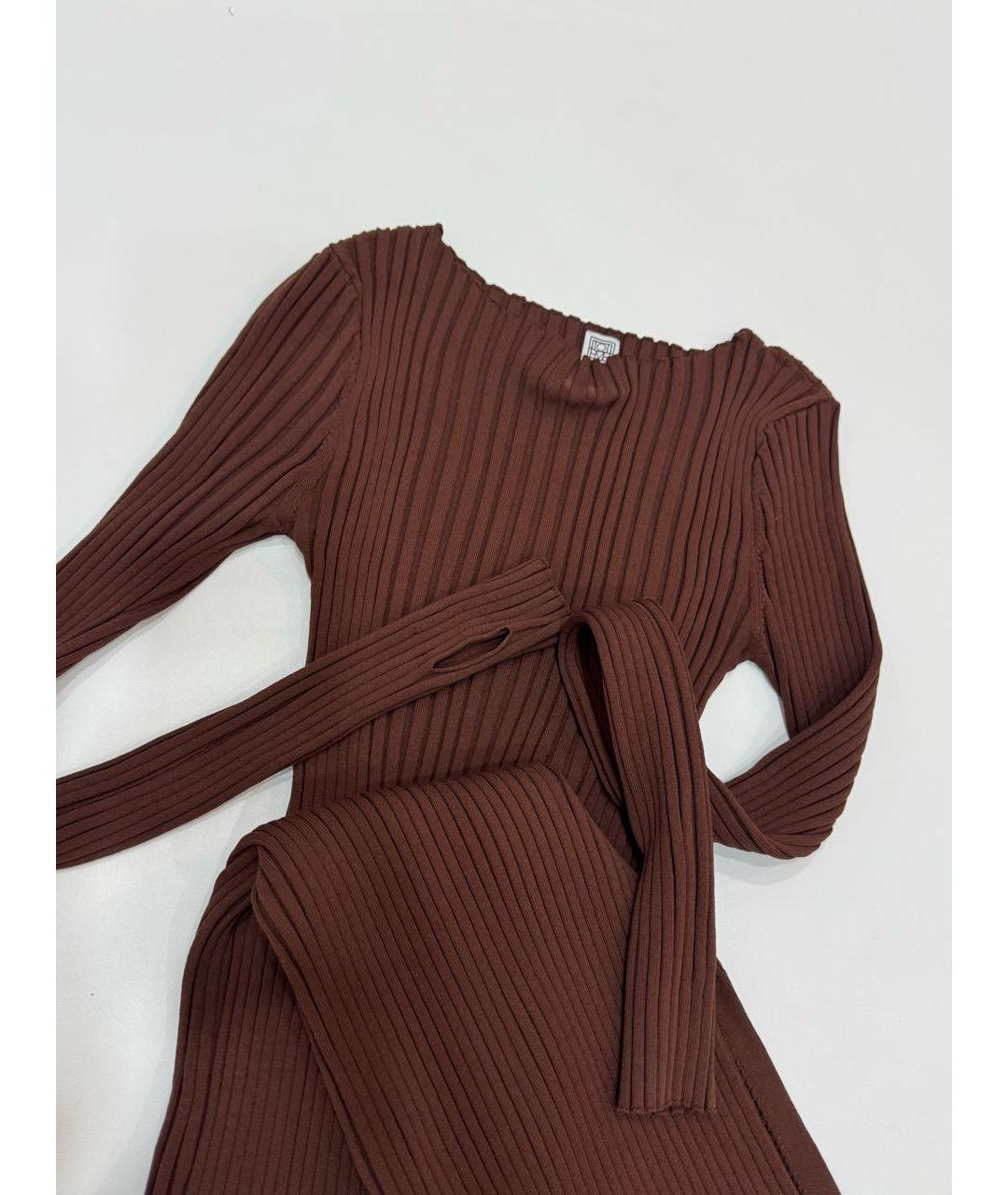 TOTEME Коричневое вискозное повседневное платье, фото 4