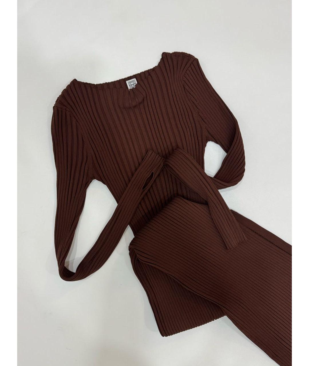 TOTEME Коричневое вискозное повседневное платье, фото 5