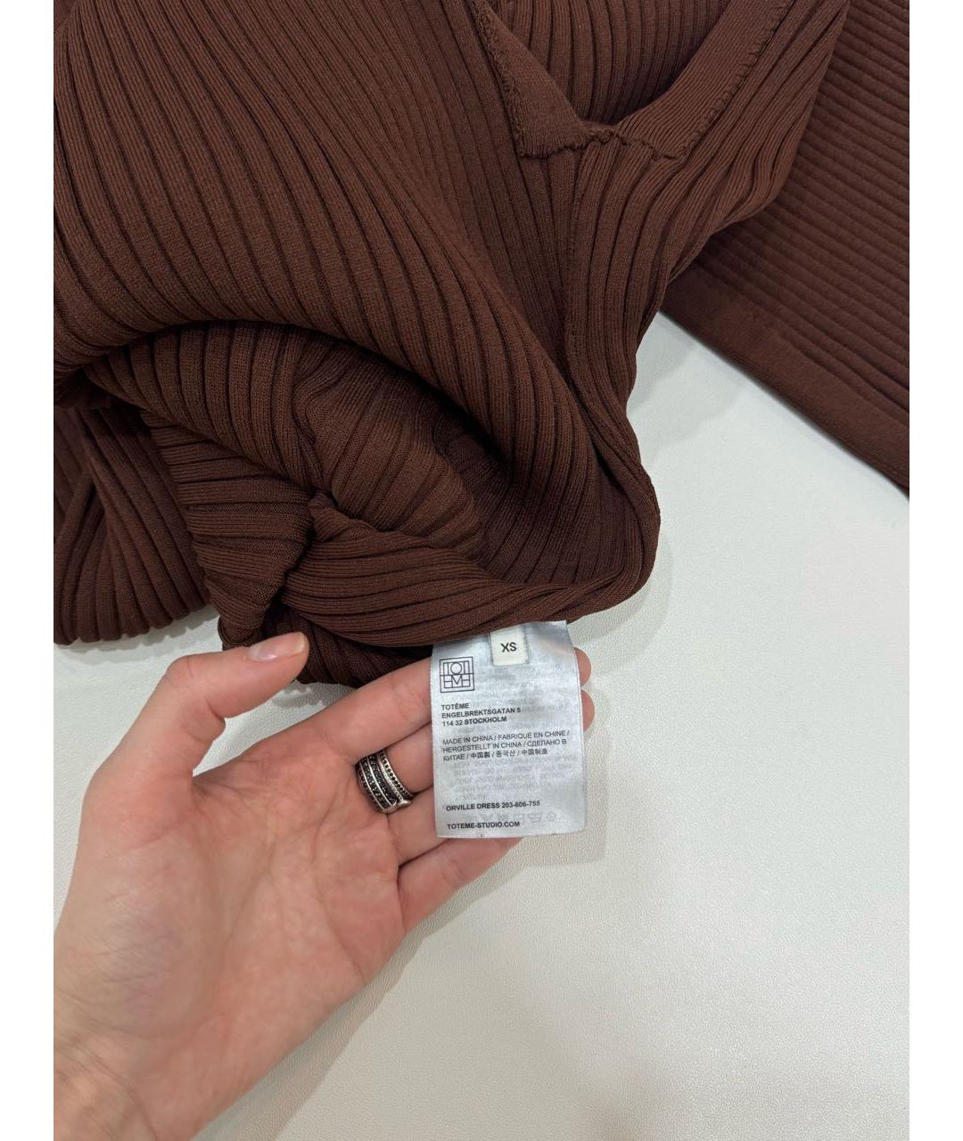 TOTEME Коричневое вискозное повседневное платье, фото 6