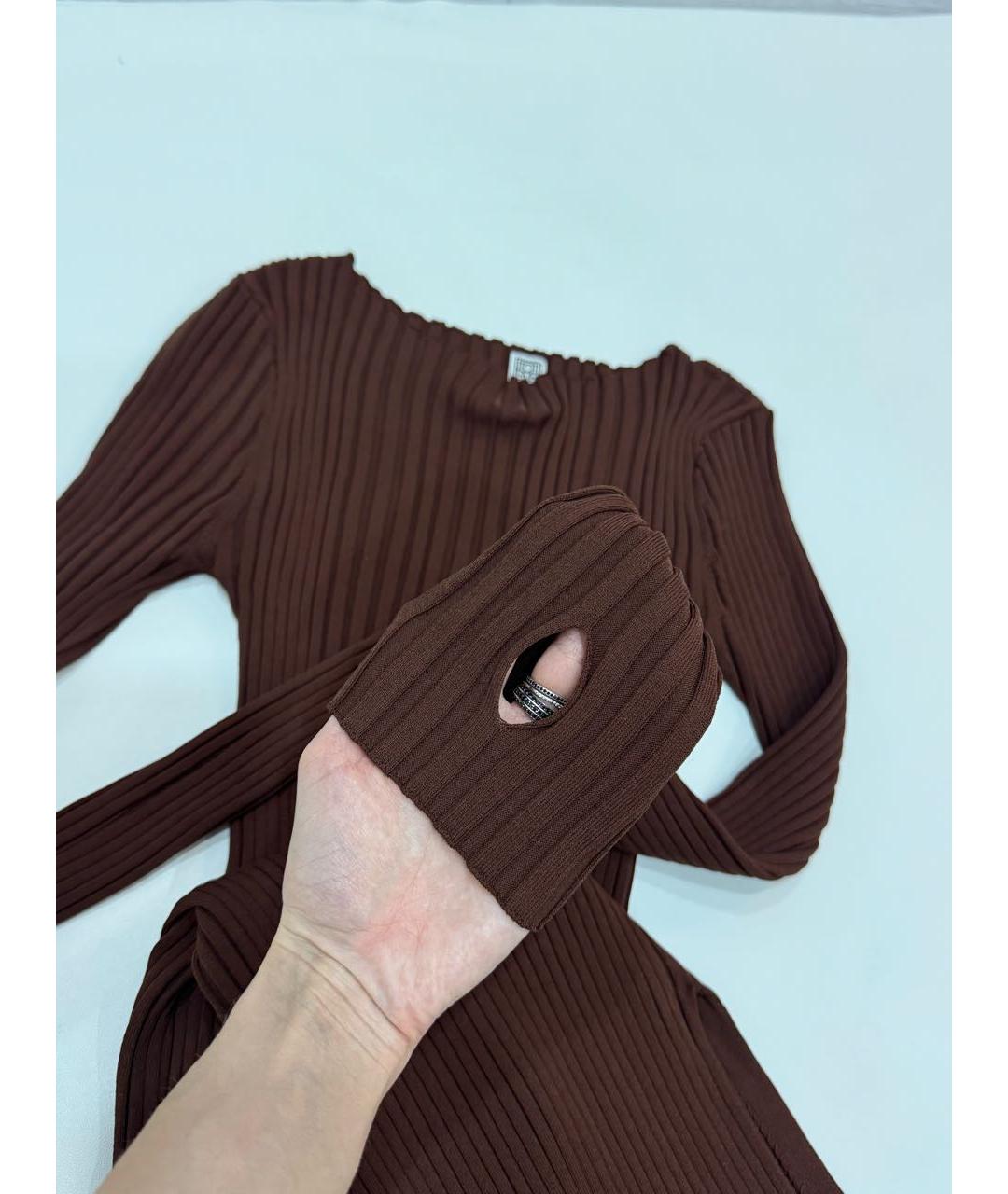 TOTEME Коричневое вискозное повседневное платье, фото 8