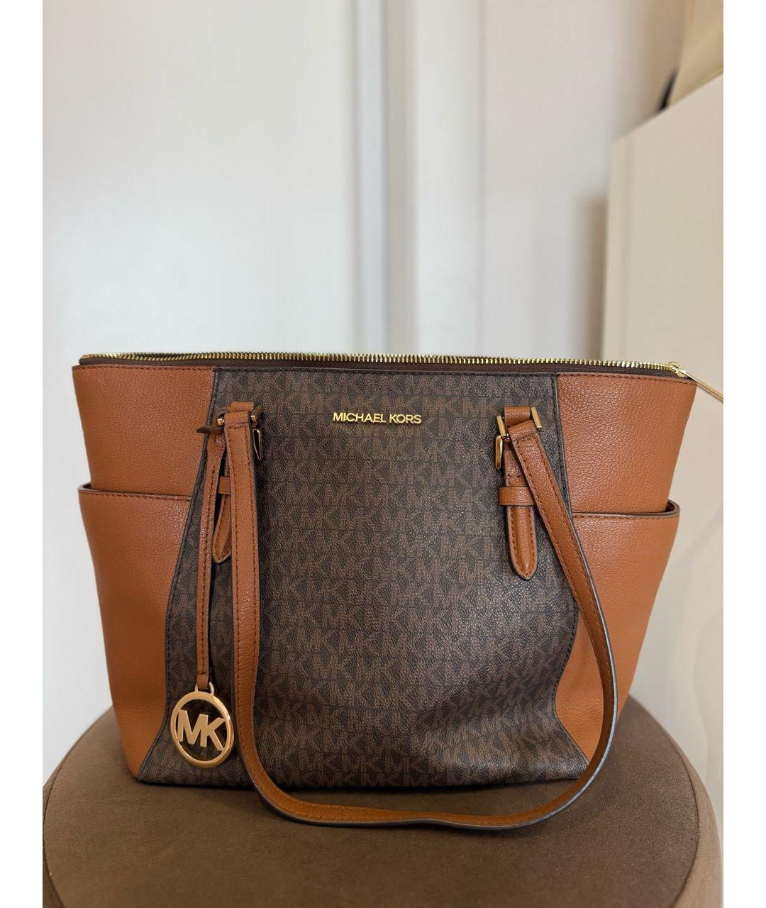 MICHAEL KORS Коричневая кожаная сумка тоут, фото 5