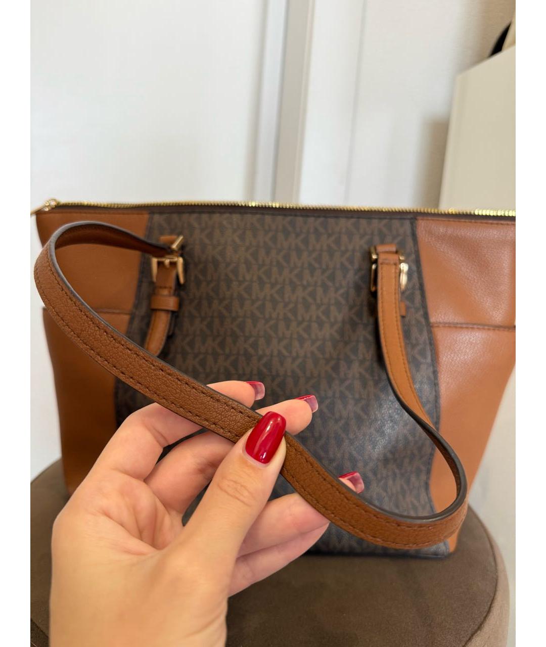 MICHAEL KORS Коричневая кожаная сумка тоут, фото 3