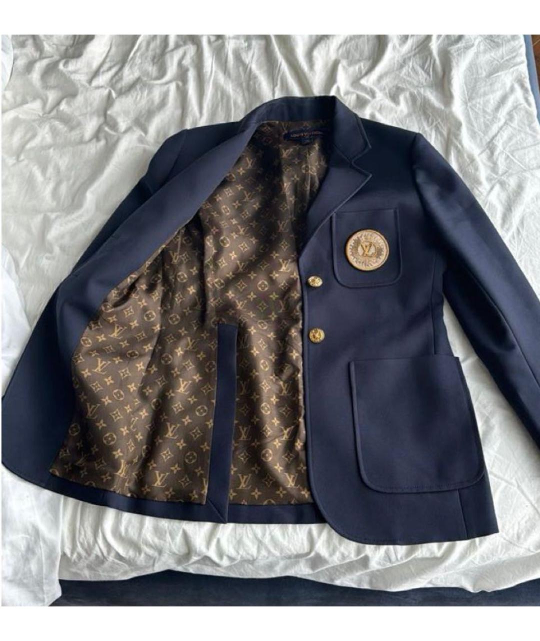LOUIS VUITTON Темно-синий шелковый жакет/пиджак, фото 4