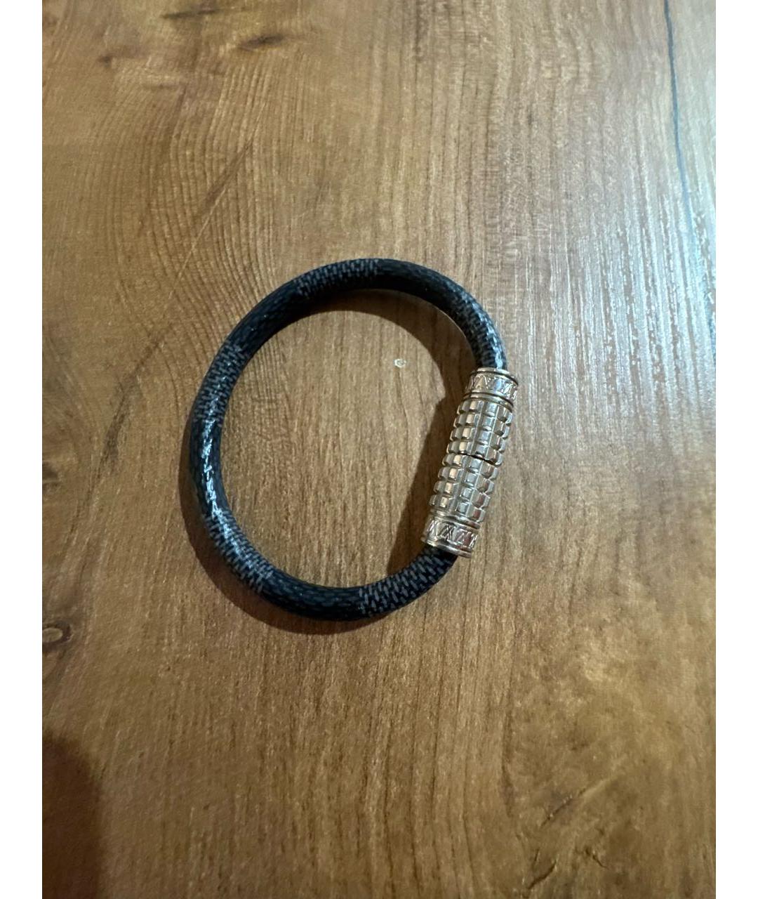 LOUIS VUITTON Черный кожаный браслет, фото 6