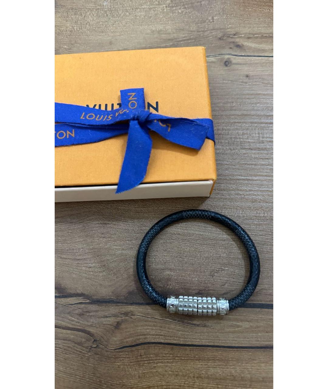 LOUIS VUITTON Черный кожаный браслет, фото 2