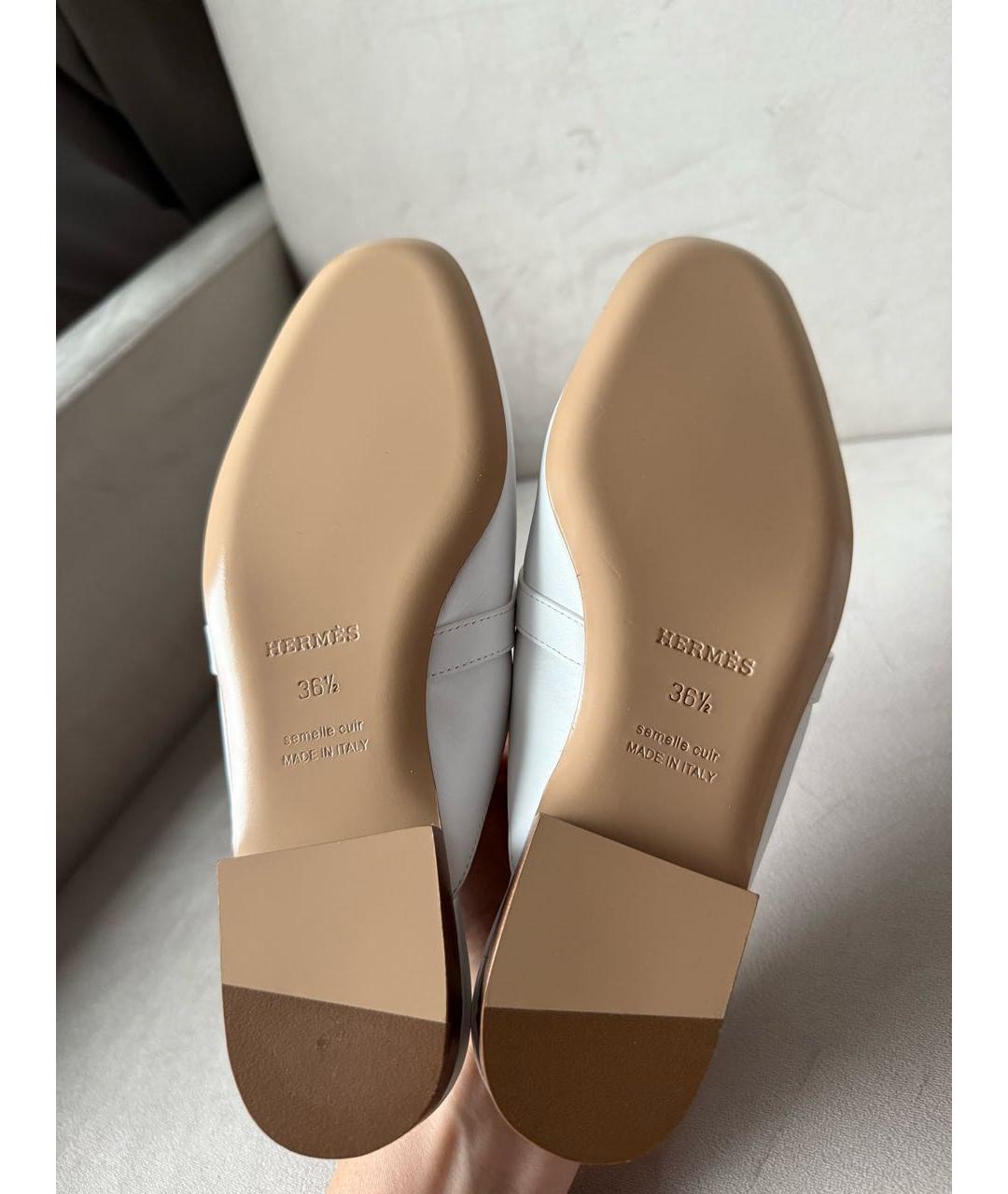 HERMES Белые кожаные мюли, фото 8