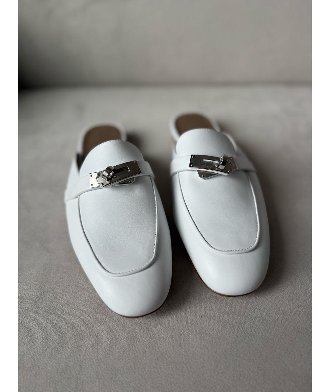 HERMES Белые кожаные мюли, фото 2