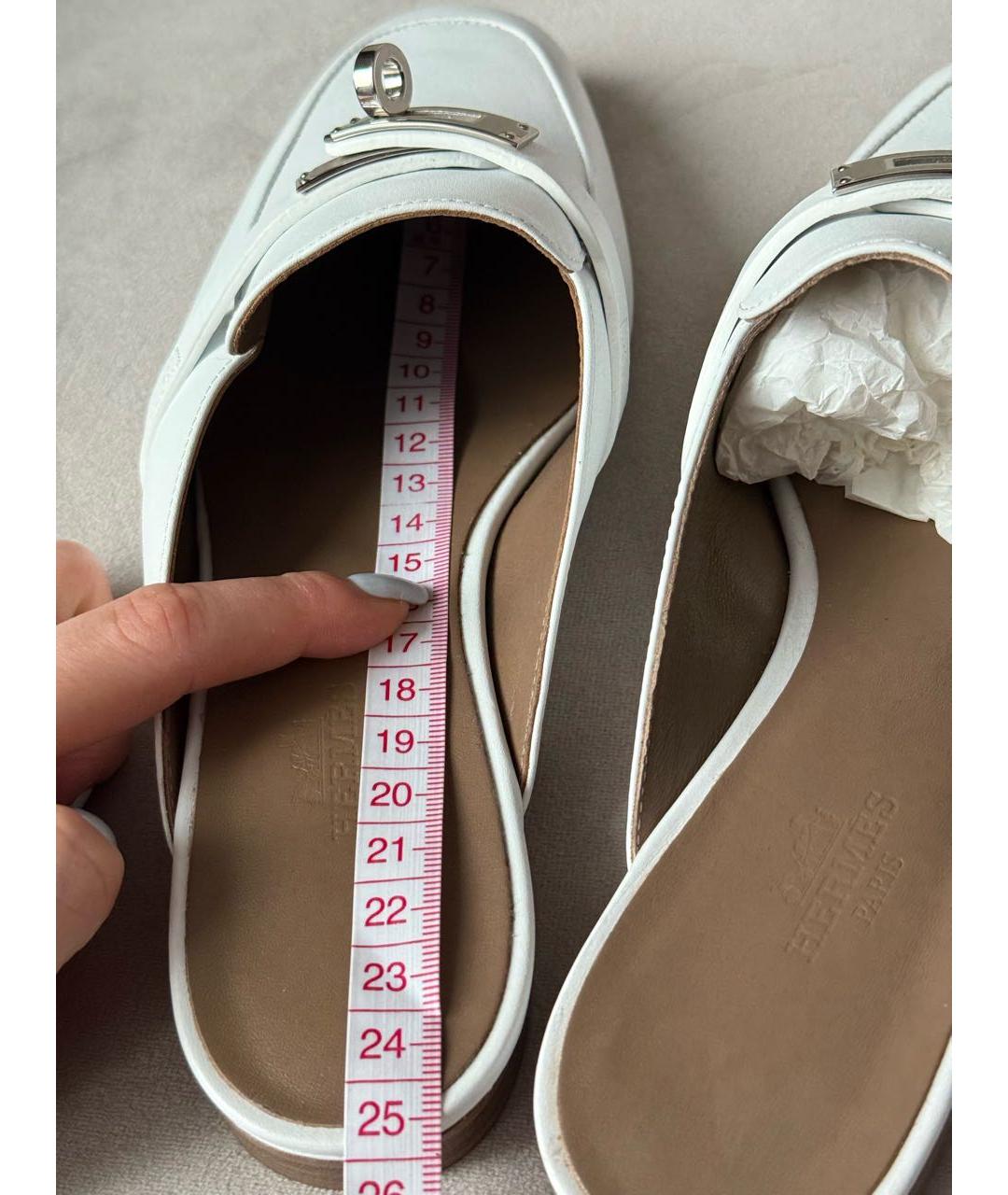 HERMES Белые кожаные мюли, фото 7