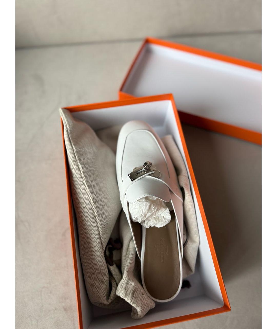 HERMES Белые кожаные мюли, фото 5