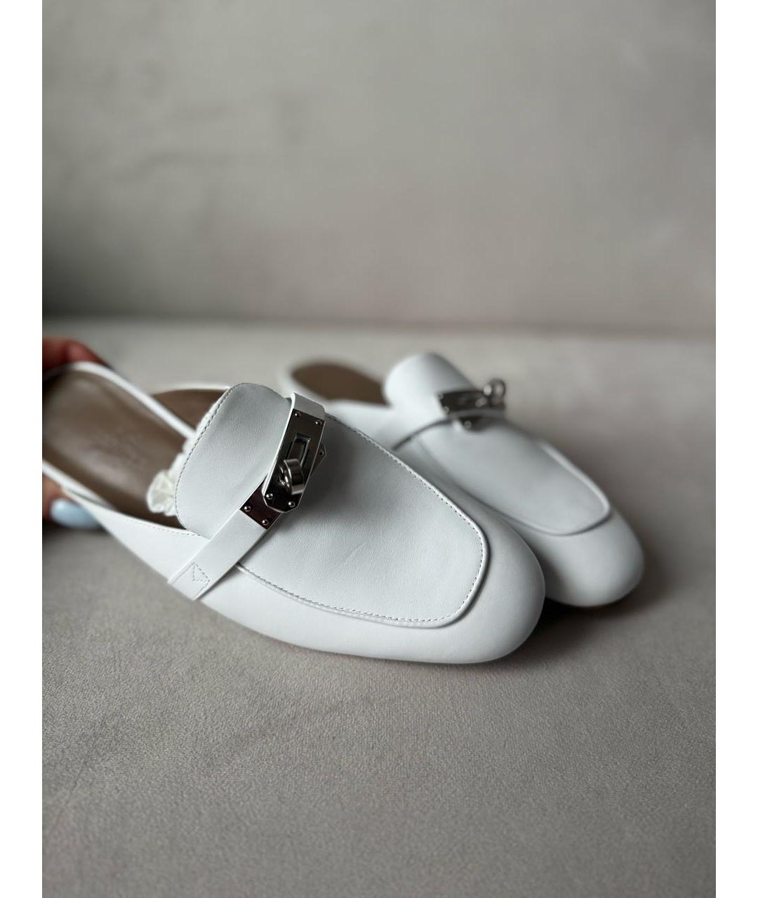 HERMES Белые кожаные мюли, фото 6