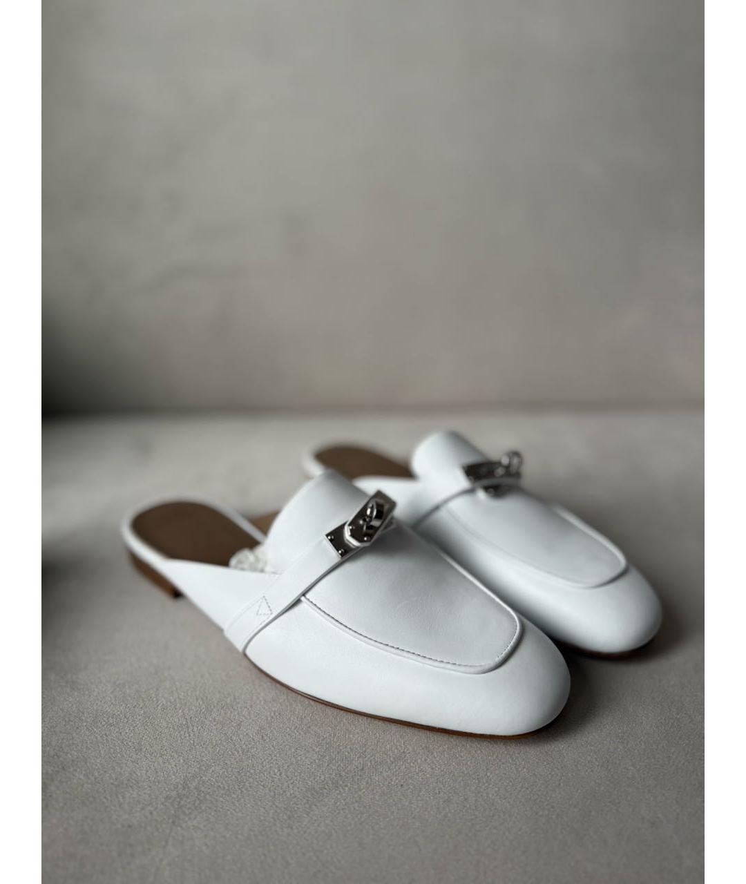 HERMES Белые кожаные мюли, фото 3
