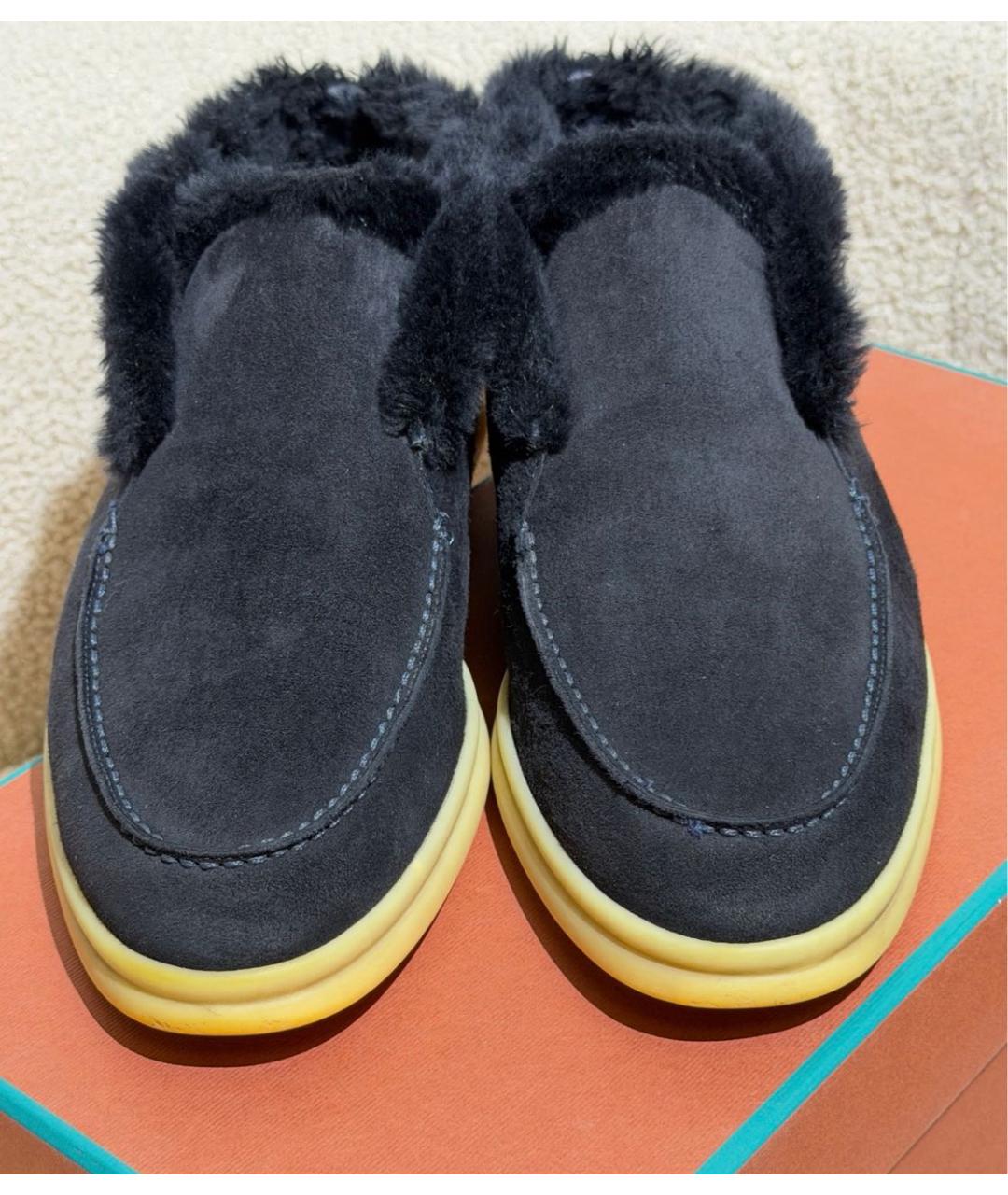 LORO PIANA Черные замшевые ботинки, фото 6